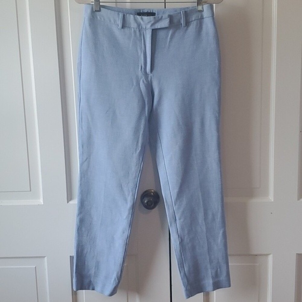 TALBOTS LIGHT BLUE COTTON PANTS HIGH RISE WAIST STRAIGHT SIZE 6P OFFICE CASUAL
